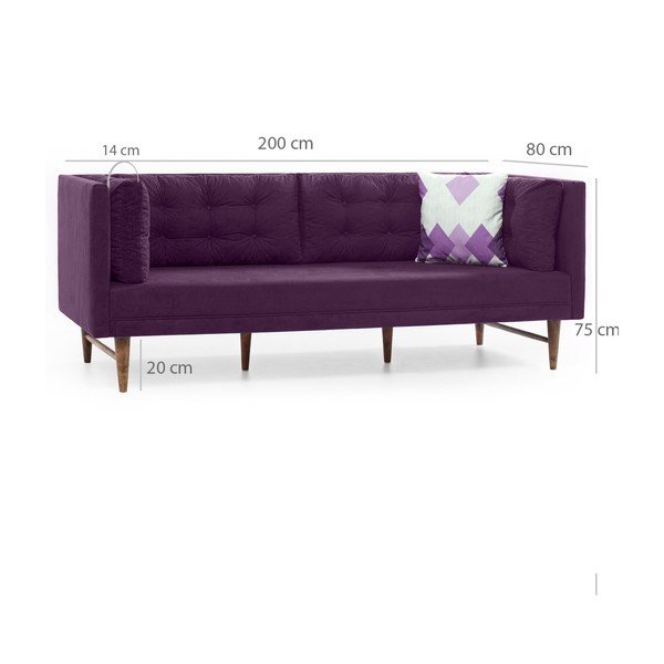 Divano a tre posti viola Eva - Balcab Home-image-3