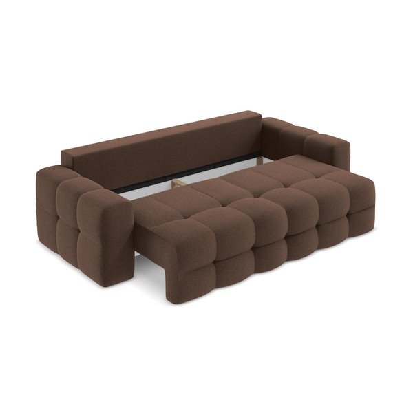 Divano marrone allungabile con rivestimento in bouclé 255 cm Milu – Makamii-image-4