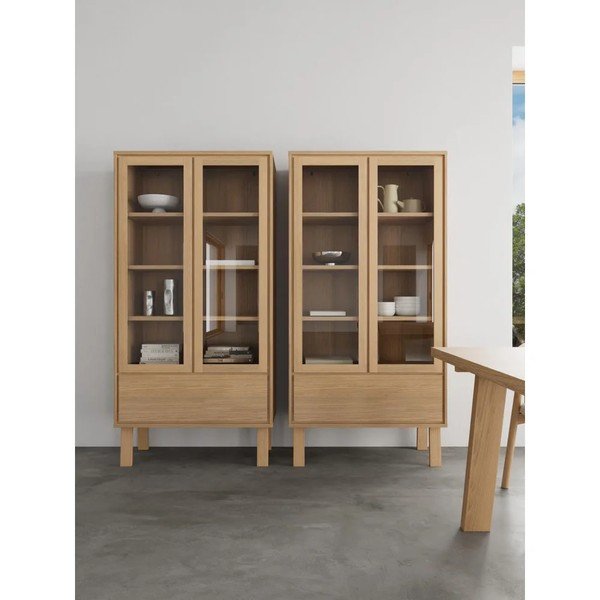 Vetrina colore naturale chiaro impiallacciata 90x180x35 cm Lamberth – Actona-image-1