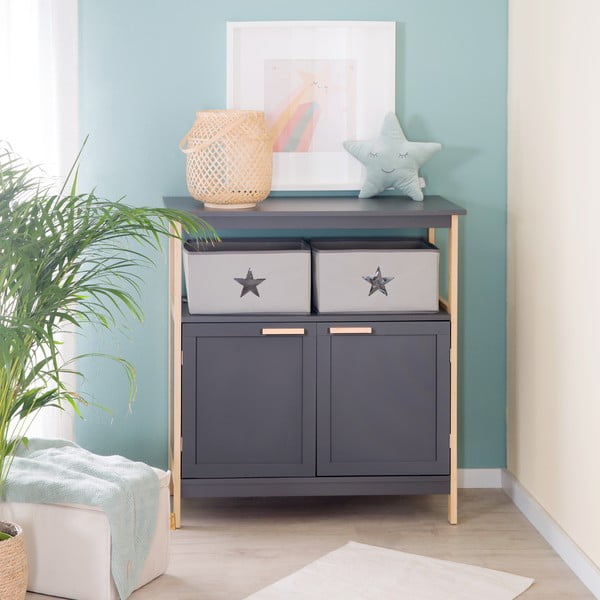 Cassettiera bassa per bambini antracite 87x75 cm Berlin - Roba-image-4