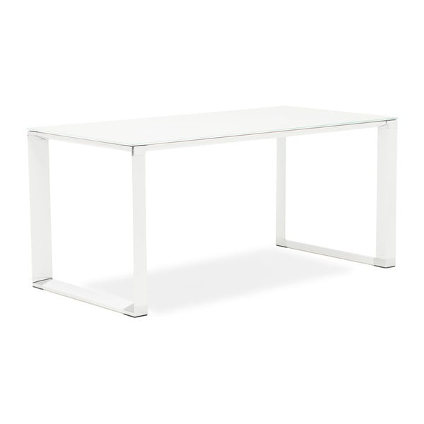 Tavolo da lavoro bianco con piano in vetro Warner - Kokoon-image-1