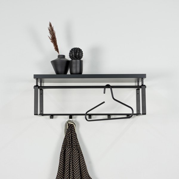 Attaccapanni da parete nero in metallo con scaffale 70 cm Rex – Spinder Design-image-3