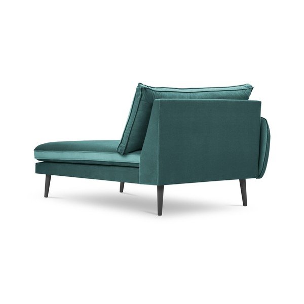 Poltrona lounge in velluto blu petrolio con gambe nere, angolo sinistro Lento - Kooko Home-image-2