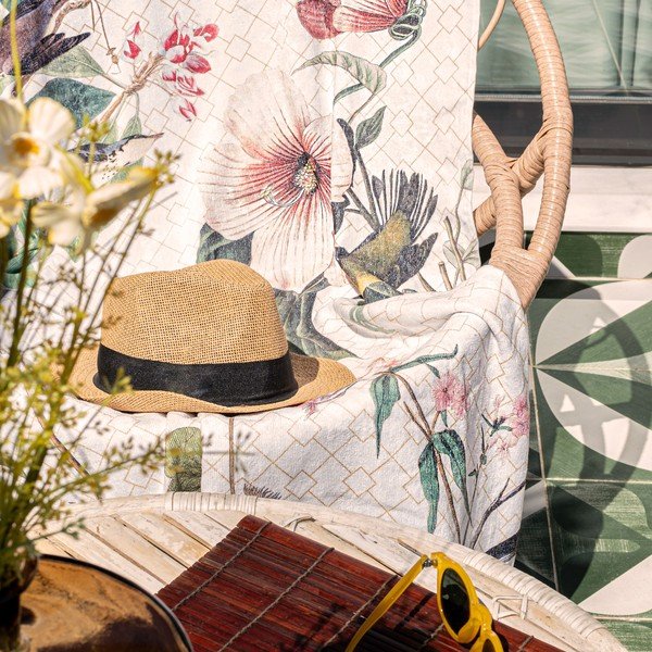 Asciugamano bianco 70x150 cm Blooming - Happy Friday-image-2