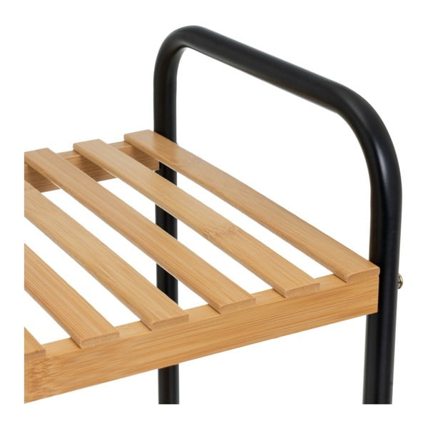 Scaffale nero e color legno naturale in bambù 30x75 cm - Casa Selección-image-1