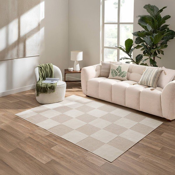 Tappeto beige in misto cotone 140x200 cm Toledo – douceur d'intérieur-image-1