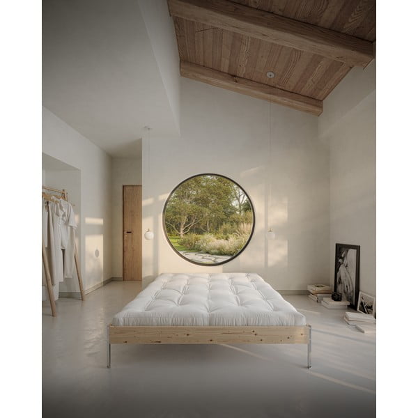 Letto matrimoniale di colore naturale in pino massiccio con rete inclusa 160x200 cm Core – Karup Design-image-4