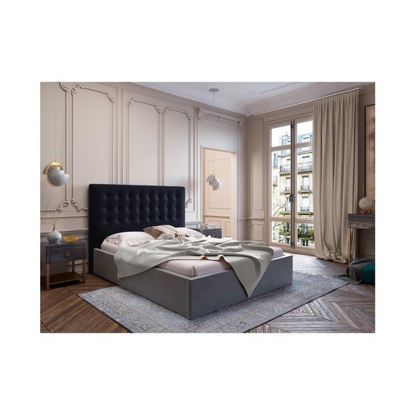Testata blu scuro con rivestimento in velluto Windsor & Co Sofas Athena, 160 x 120 cm - Cosmopolitan Design-image-3