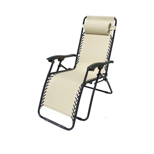 Sedia da giardino in metallo nero e beige Oxford - Rojaplast-image-2