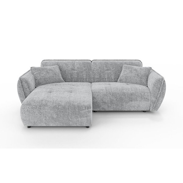 Divano angolare grigio chiaro (con penisola a sinistra/con chaise lounge) con rivestimento in ciniglia Nelia – Ropez