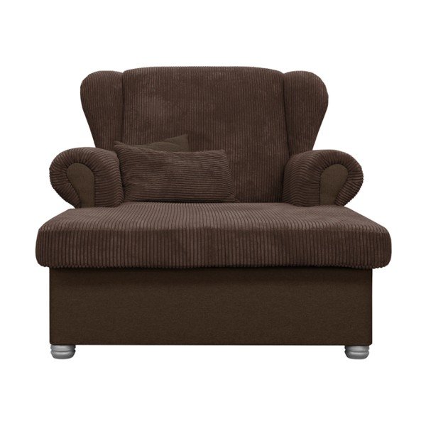 Chaise longue marrone scuro con rivestimento in velluto a coste Lord – Ropez-image-1