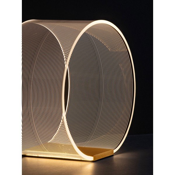Lampada da tavolo LED dorata in alluminio con paralume in vetro acrilico con intensità regolabile (altezza totale 28 cm) Valentin – Nova Luce-image-2