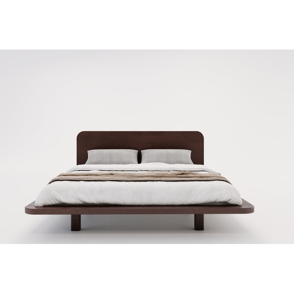 Letto matrimoniale in faggio marrone scuro 200x200 cm Japandic - Skandica-image-3