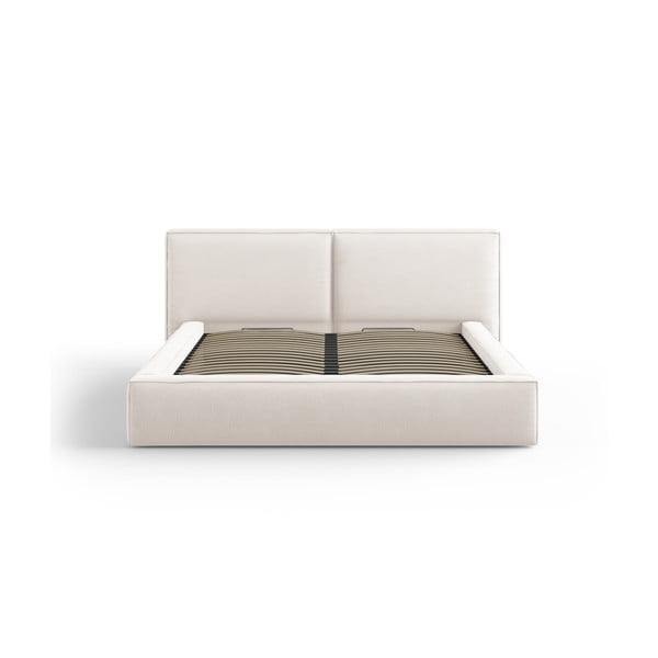 Letto matrimoniale imbottito beige con contenitore e rete inclusi 140x200 cm Arendal - Cosmopolitan Design-image-2