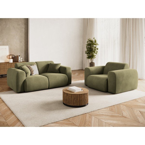 Poltrona color kaki con rivestimento in velluto Molino – Micadoni -image-1