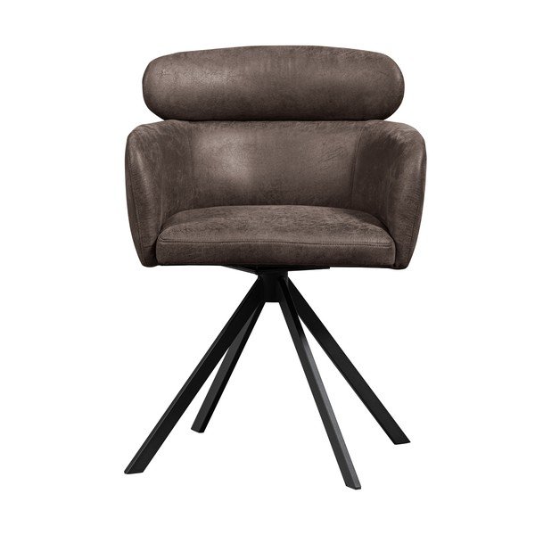 Sedia da pranzo marrone scuro in imbottito con braccioli Fenne – WOOOD-image-2