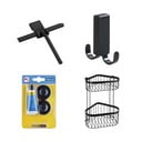 Set di accessori per il bagno nero in metallo autoportante Classic - Wenko