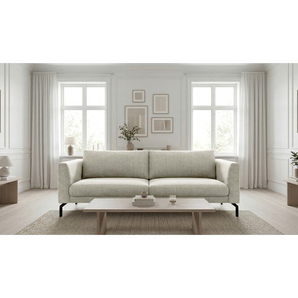 Divano beige con rivestimento in ciniglia 216 cm Gomero – Scandic-image-1