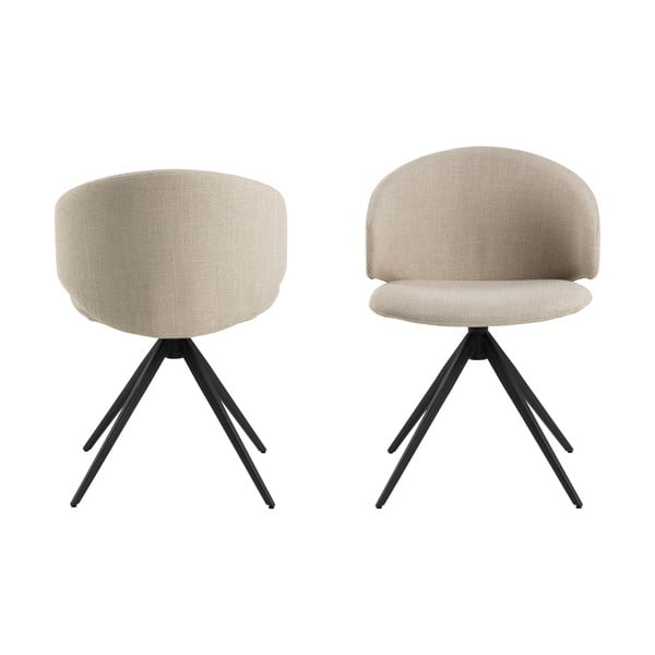 Sedia da pranzo beige in imbottito con braccioli Ella – Actona-image-3