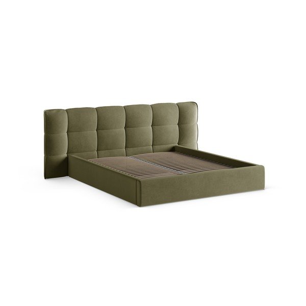 Letto matrimoniale imbottito verde con contenitore con rete inclusa 200x200 cm Eric – Micadoni -image-3