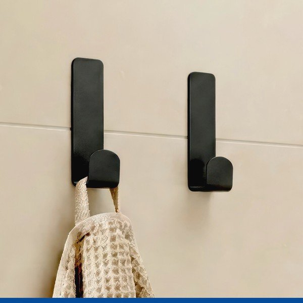 Set di ganci senza foratura neri in acciaio inox 2 pz Lizan – Wenko-image-2