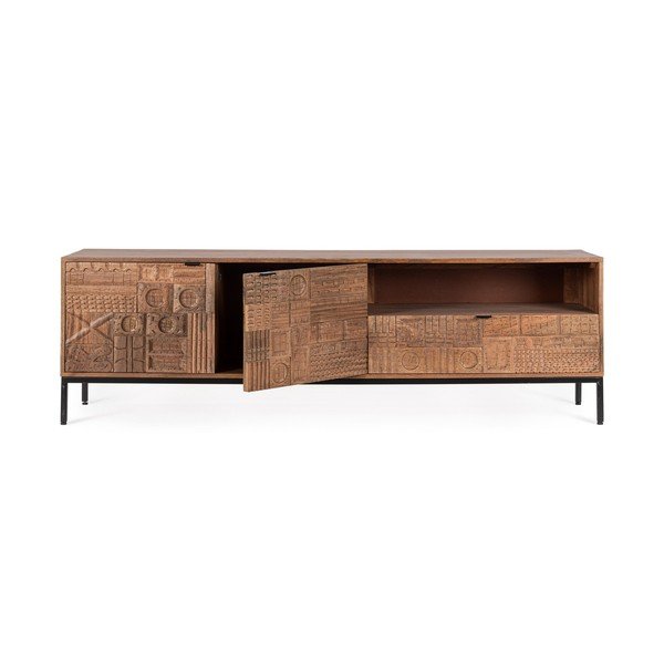 Mobile TV di colore naturale in mango massiccio 180x55x42 cm Kindia – Bizzotto-image-2