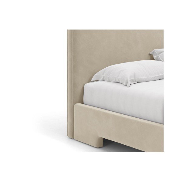 Letto matrimoniale imbottito beige con rete inclusa 180x200 cm Eda – Micadoni -image-4