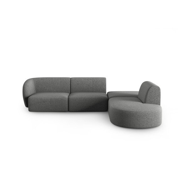 Divano angolare grigio (con penisola a destra/a L) con rivestimento in ciniglia Paolo – Milo Casa