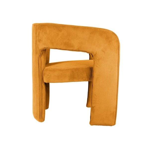 Poltrona in velluto a coste giallo ocra Vigor - Leitmotiv-image-3