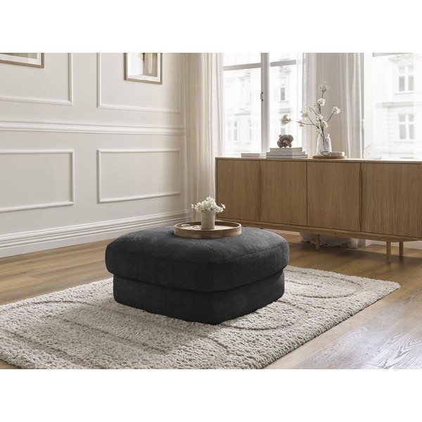 Poggiapiedi nero con rivestimento in ciniglia Leonore – Bobochic Paris-image-4