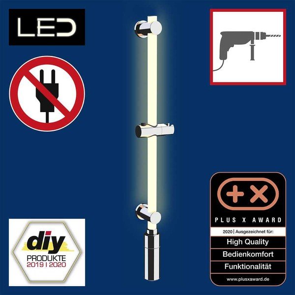 Asta doccia da parete color argento 74 cm LED - Wenko-image-1