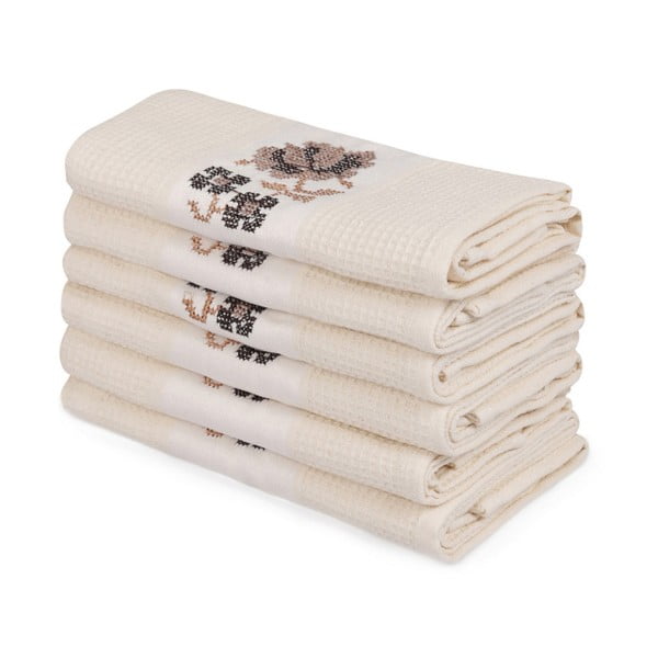Set di 6 asciugamani in cotone beige Simplicity, 45 x 70 cm - Mijolnir