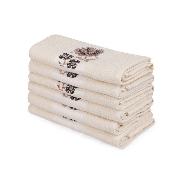 Set di 6 asciugamani in cotone beige Simplicity, 45 x 70 cm - Mijolnir