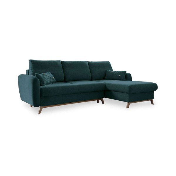 Divano letto angolare turchese, angolo destro Scandic Lagom - Miuform