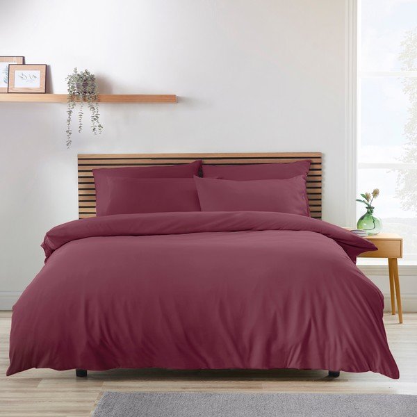 Set copripiumino e federa burgundy per letto singolo 135x200 cm So Soft Non Iron – Catherine Lansfield-image-1
