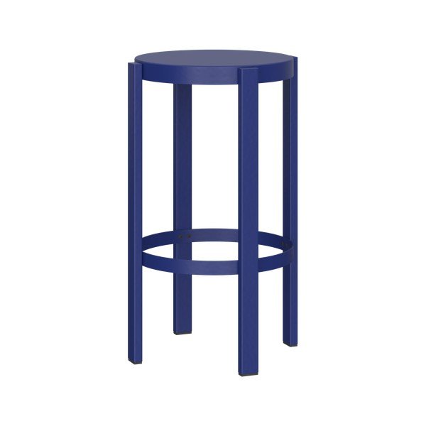 Sedia da bar blu in acciaio (altezza della seduta 65 cm) Doon – noo.ma