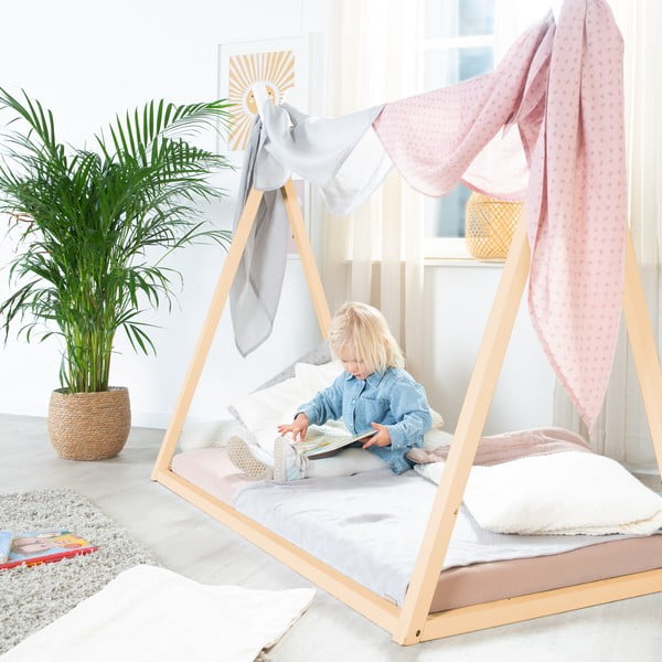 Letto per bambini in colore naturale 70x140 cm Montessori - Roba-image-2