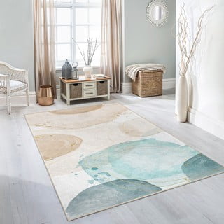 Tappeto color crema/turchese lavabile 80x150 cm Puddle – Mila Home
