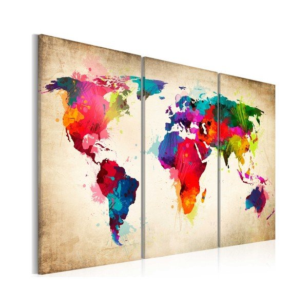 Quadro multiplo su tela Bimago Rainbow, 80 x 120 cm Rainbow Continents - Artgeist