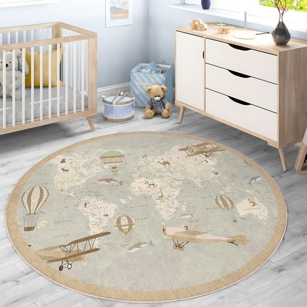 Tappeto da gioco per bambini lavabile ø150 cm Vintage World – Mila Home-image-3