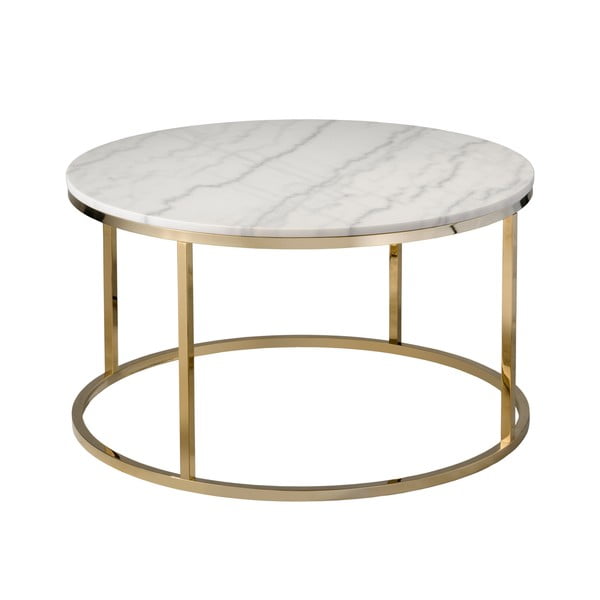 Tavolino in marmo bianco con base in oro , ⌀ 85 cm Accent - RGE