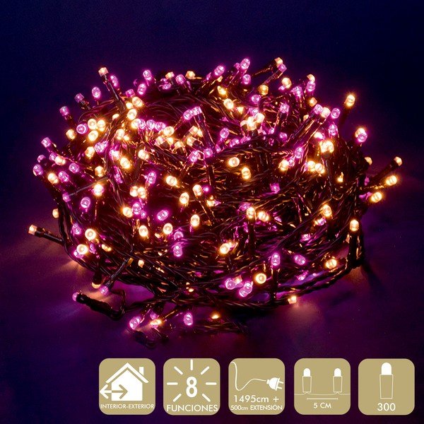 Catena luminosa a LED rosa e beige, 300 luci - Casa Selección-image-1