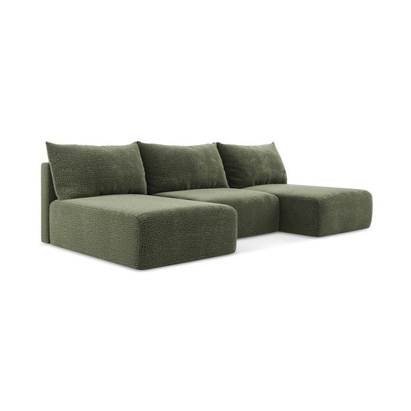 Divano angolare verde allungabile/con contenitore Kalena – Makamii-image-1