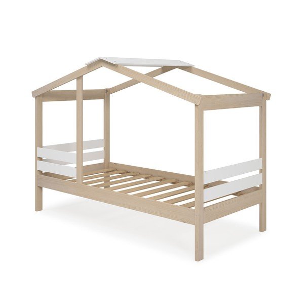 Letto bianco/naturale in pino 90x190 cm Angel - Marckeric-image-4