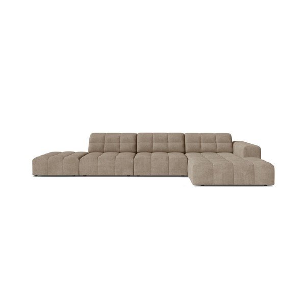 Divano angolare beige (con penisola a destra/con chaise lounge) con rivestimento in ciniglia Chicago – Cosmopolitan Design