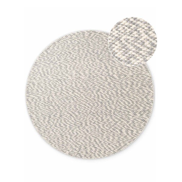 Tappeto rotondo grigio chiaro/color crema in lana tessuto a mano ø 160 cm Lyon Beans – Elle Decoration
