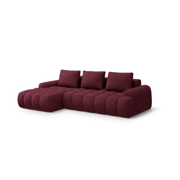 Divano angolare burgundy allungabile/con contenitore (con penisola a sinistra/con chaise lounge) Linz – Cosmopolitan Design-image-2