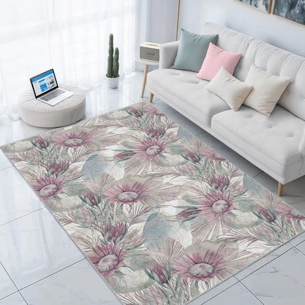 Tappeto viola/grigio lavabile 160x230 cm Dusty Flowers – Mila Home-image-3