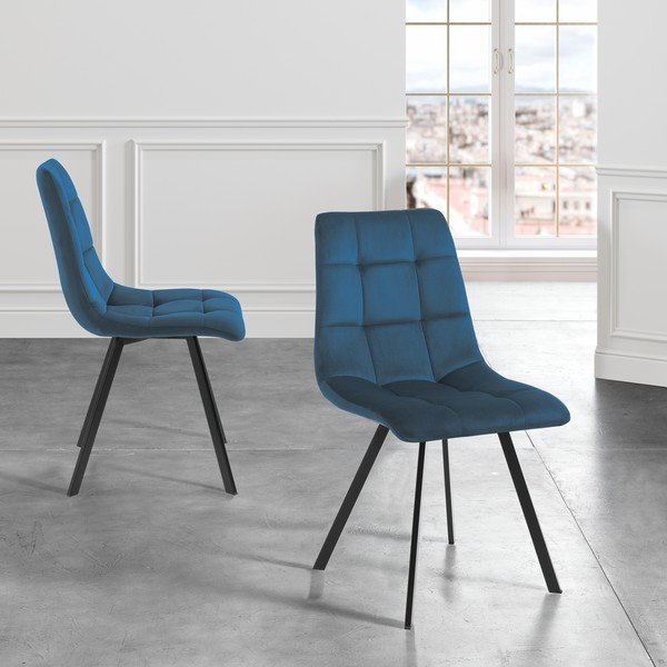 Sedie da pranzo in set blu in velluto 2 pz Toffee – Tomasucci-image-1