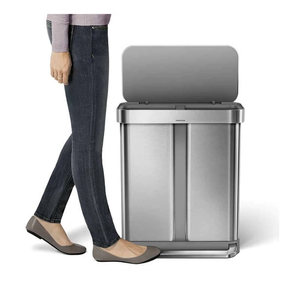Bidone a pedale in acciaio inox per rifiuti differenziati 58 l Dual - simplehuman-image-2